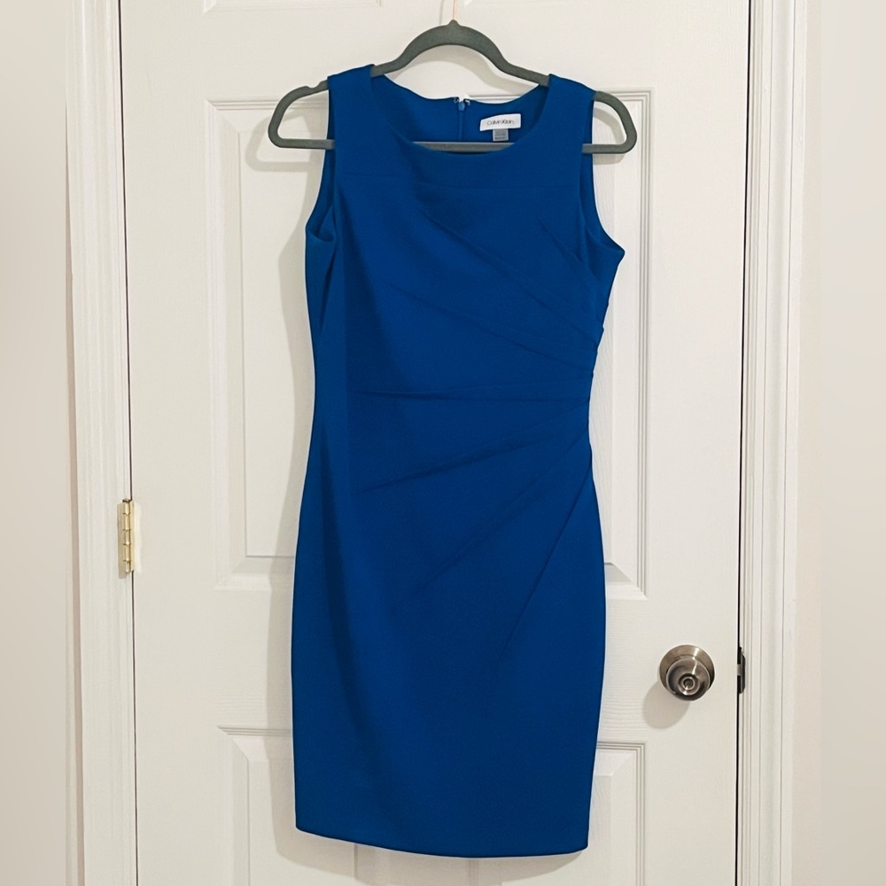 Calvin Klein Boatneck Side Starburst Dress 8 petite